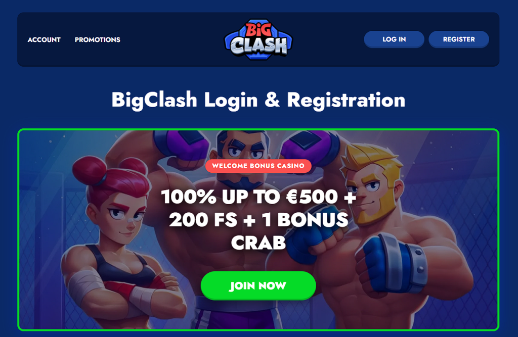 Big Clash home page - best online casinos canada